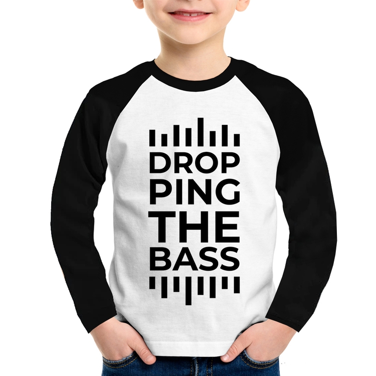 Camiseta Raglan Infantil Dropping The Bass Manga Longa