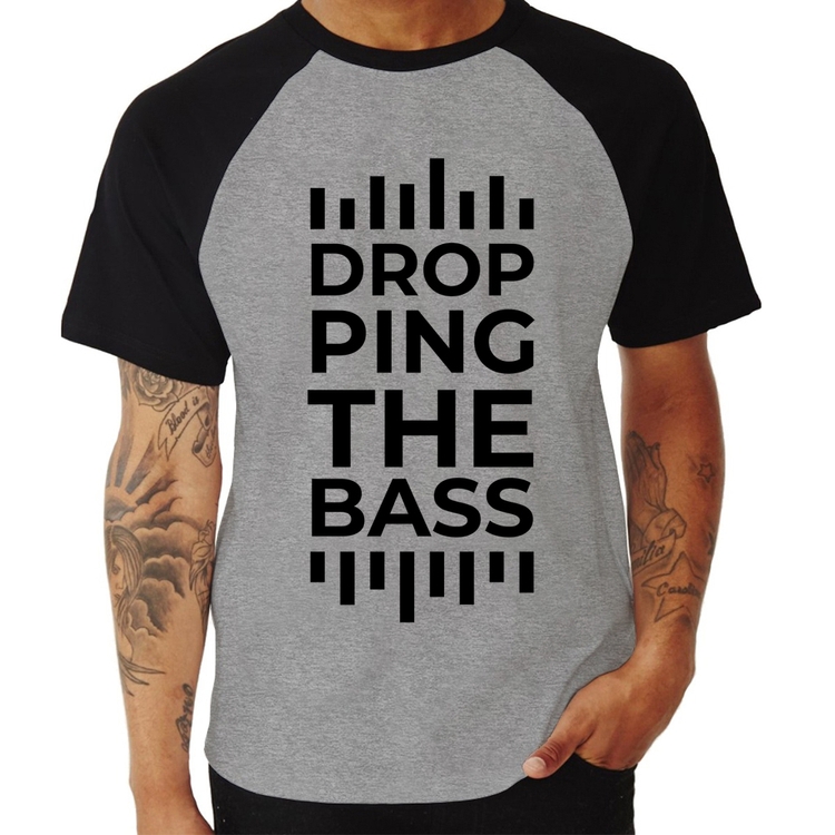 Camiseta Raglan Dropping The Bass - Cinza/Preto