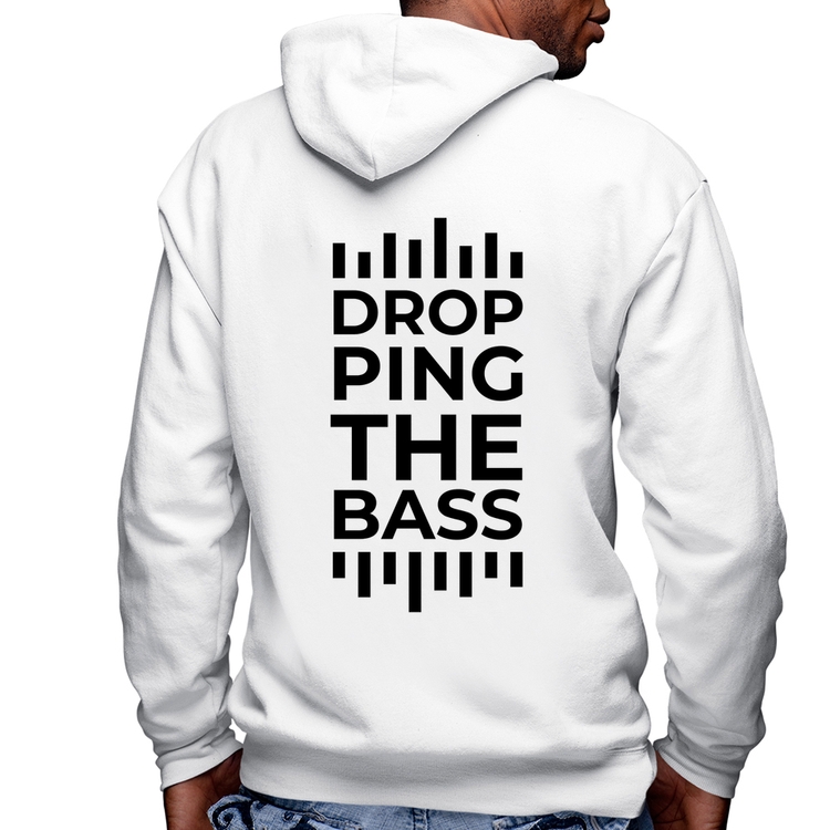 Blusa Moletom Dropping The Bass Masculina com Capuz e Zíper - Branca