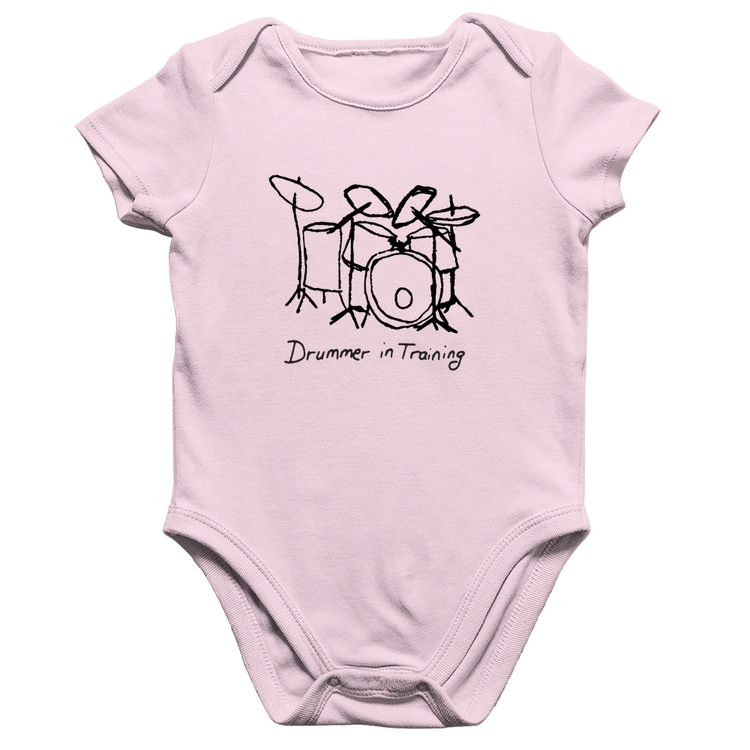 Body Bebê Algodão Drummer in Training - Rosa Bebê