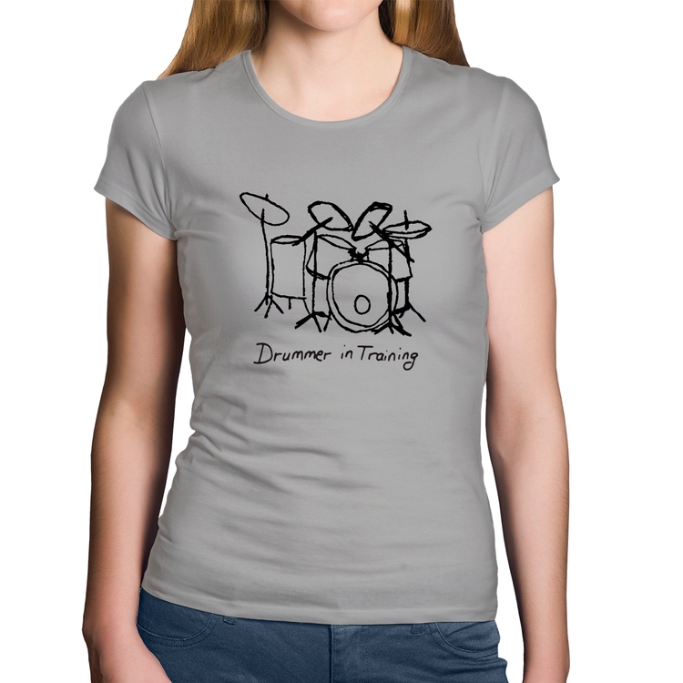 Baby Look Algodão Drummer in Training - Cinza