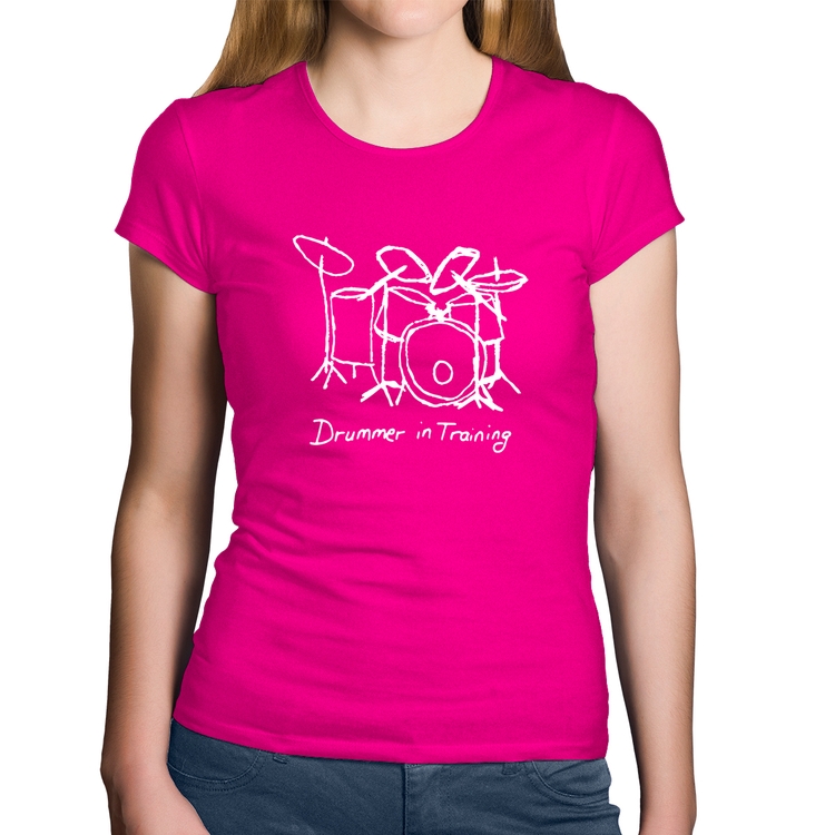 Baby Look Algodão Drummer in Training - Rosa