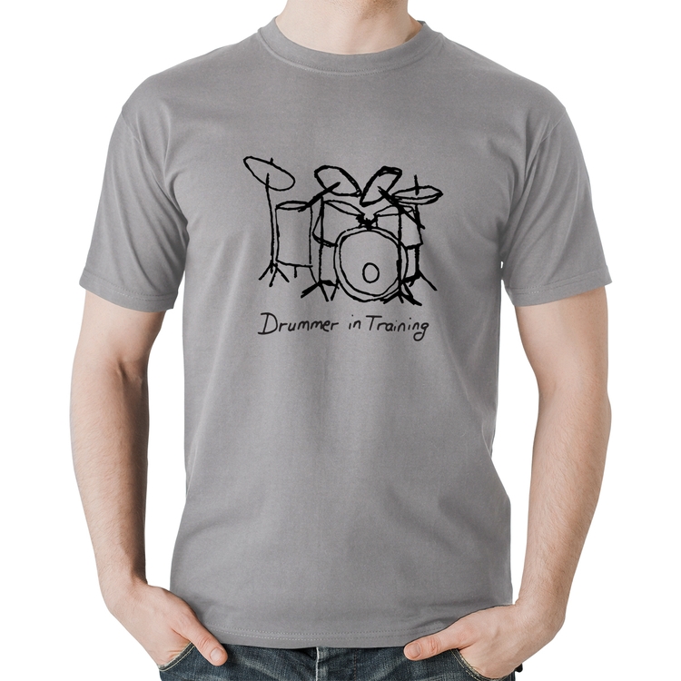 Camiseta Algodão Drummer in Training - Cinza