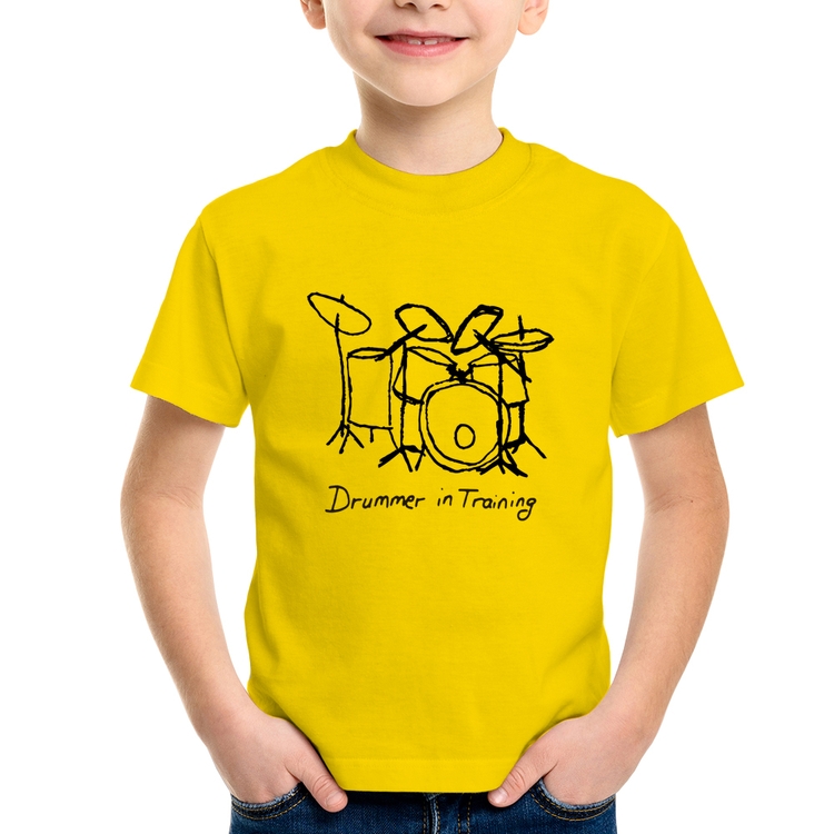 Camiseta Infantil Drummer in Training - Amarela