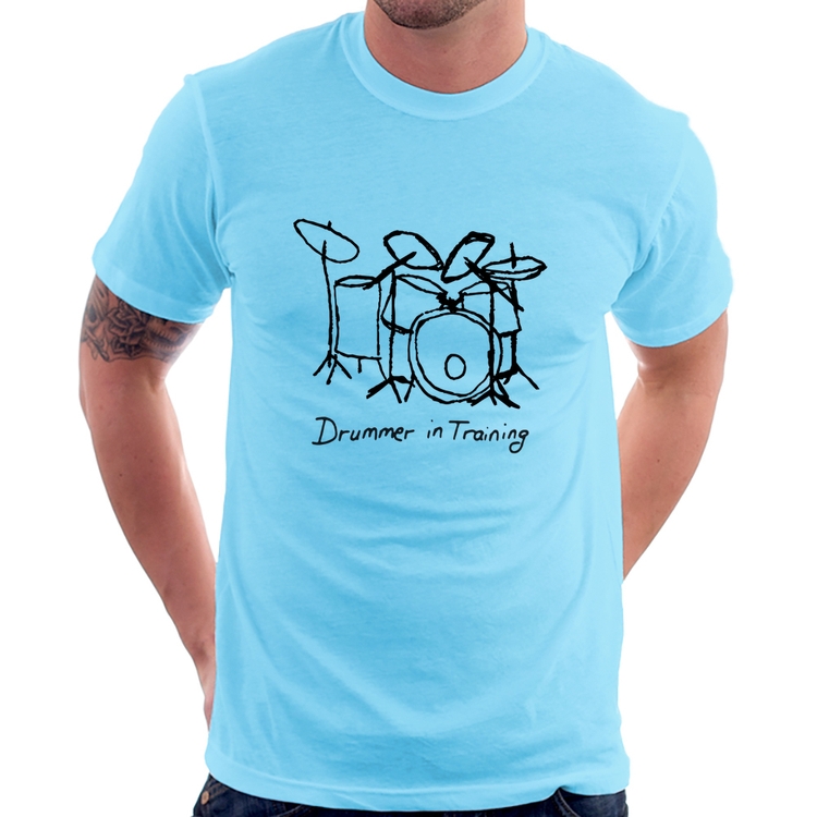 Camiseta Drummer in Training - Azul Bebê