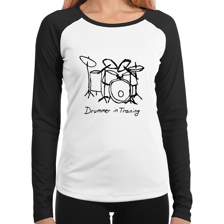 Baby Look Raglan Drummer in Training Manga Longa