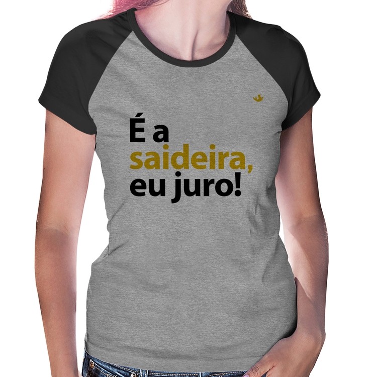 Baby Look Raglan É a saideira, eu juro! - Cinza/Preto