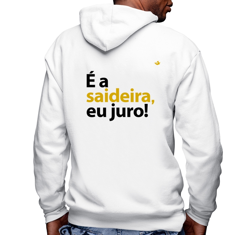 Blusa Moletom É a saideira, eu juro! Masculina com Capuz e Zíper - Branca
