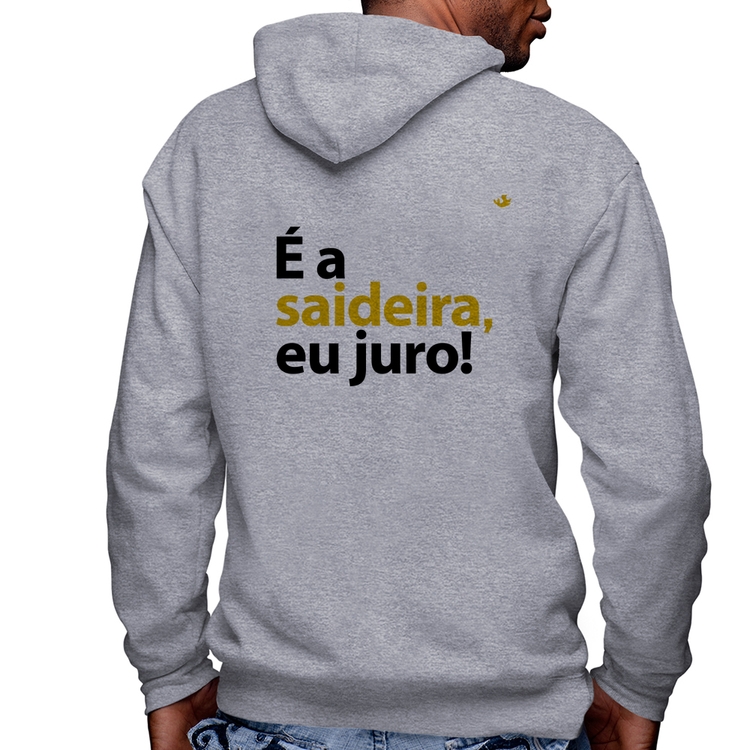 Blusa Moletom É a saideira, eu juro! Masculina com Capuz e Zíper - Mescla