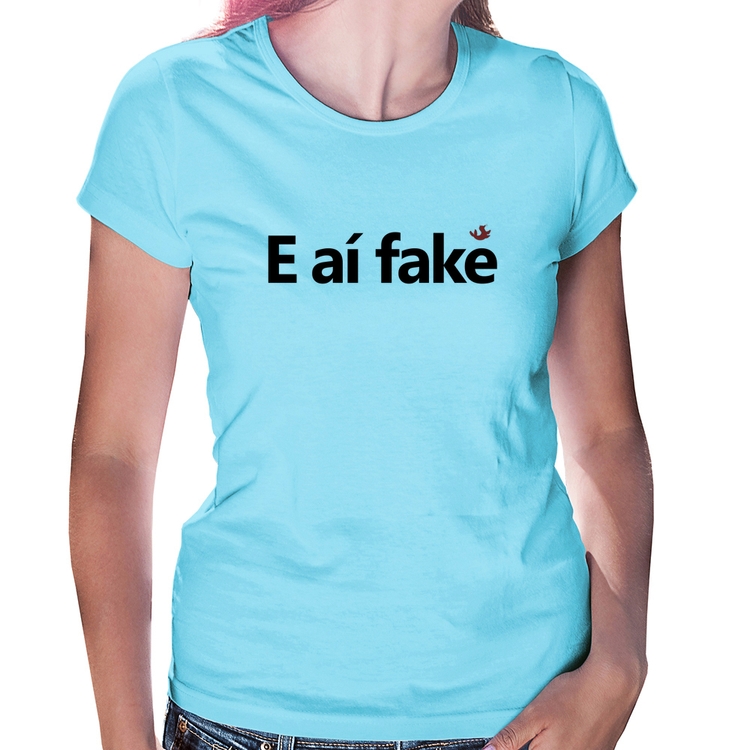 Baby Look E aí fake - Azul Bebê