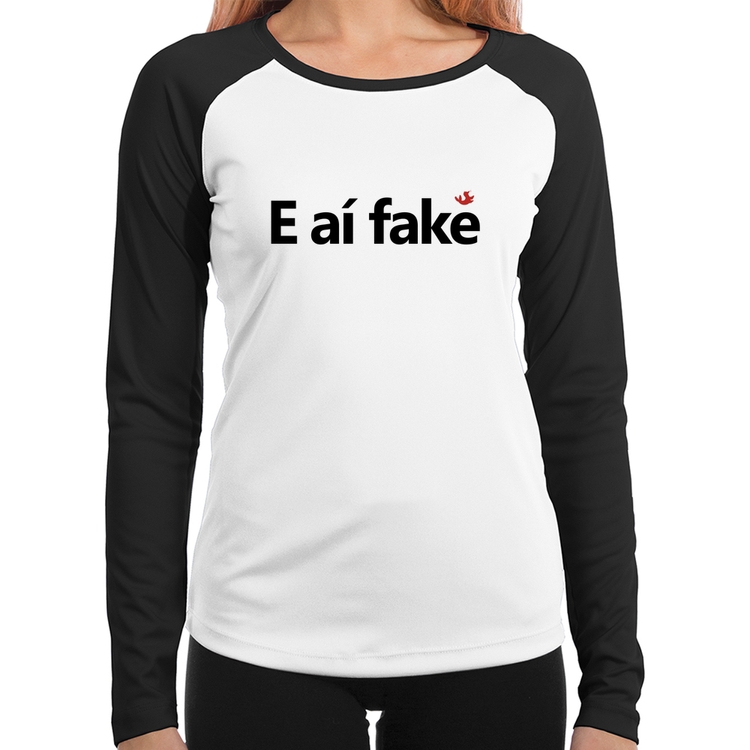 Baby Look Raglan E aí fake Manga Longa