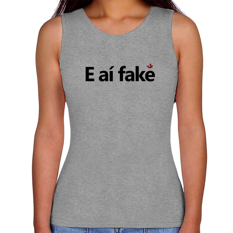 Regata Feminina E aí fake - Cinza