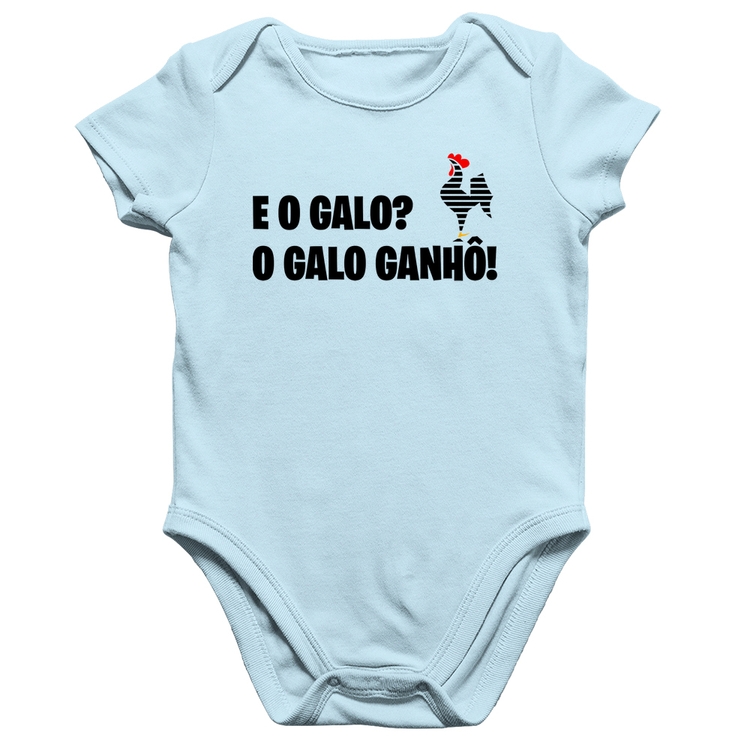 Body Bebê Algodão E o galo? O galo ganhô! - Azul Bebê