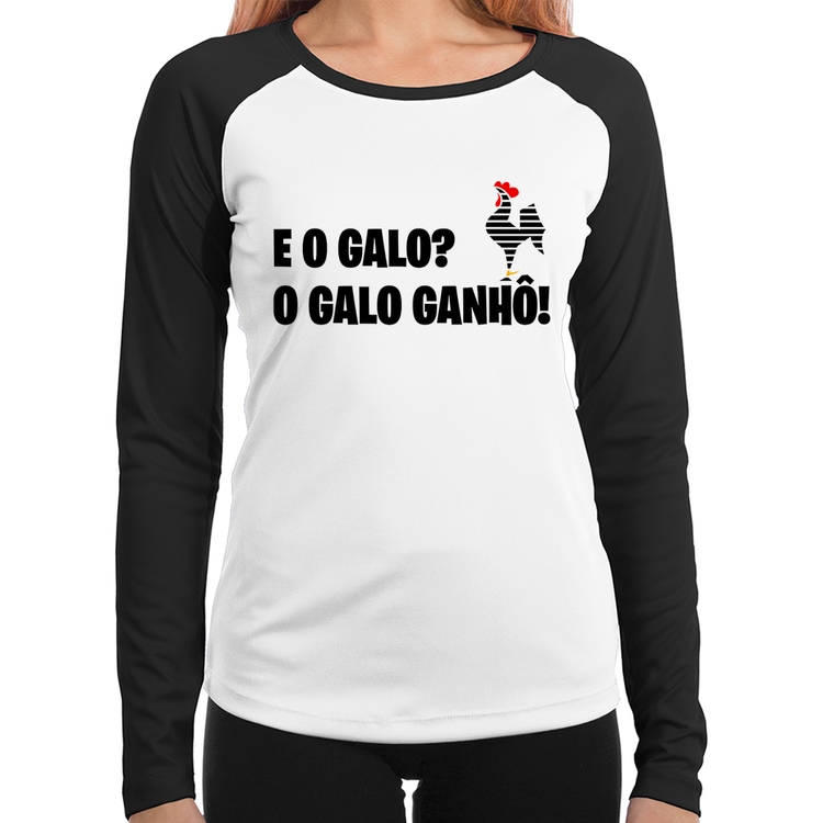 Baby Look Raglan E o galo? O galo ganhô! Manga Longa