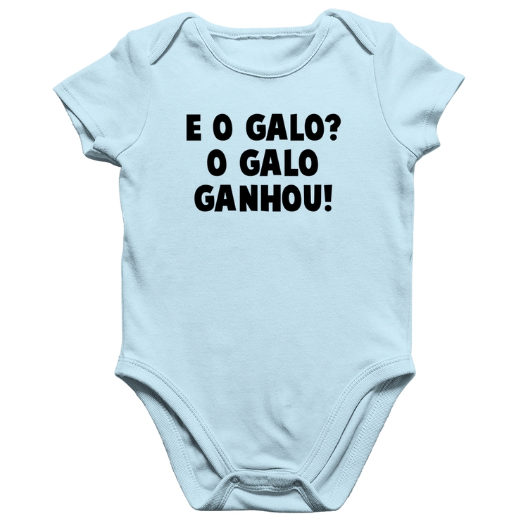 Body Bebê Algodão E o galo? O galo ganhou! - Azul Bebê