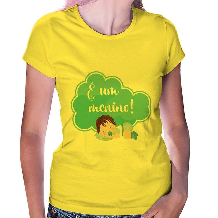 Baby Look É um menino - Amarela