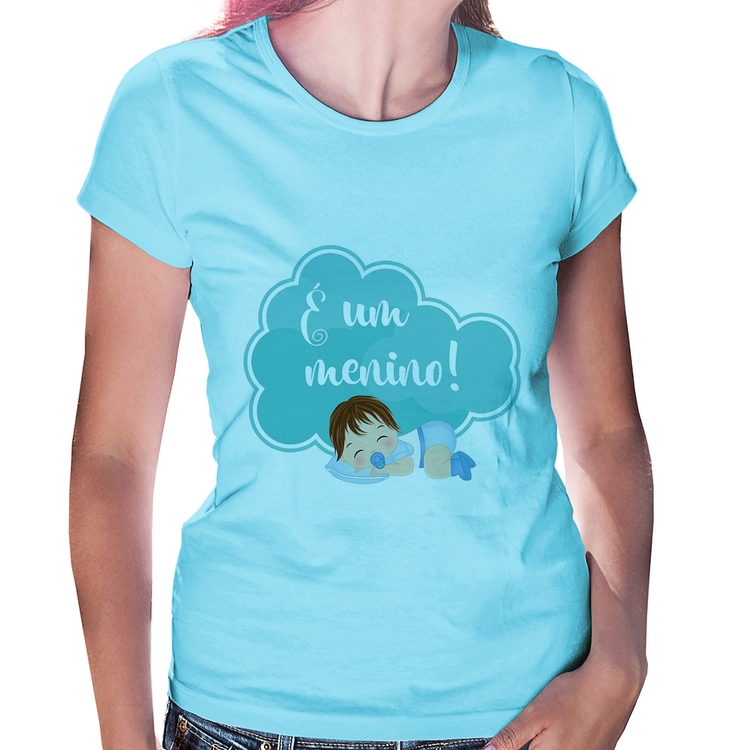 Baby Look É um menino - Azul Bebê