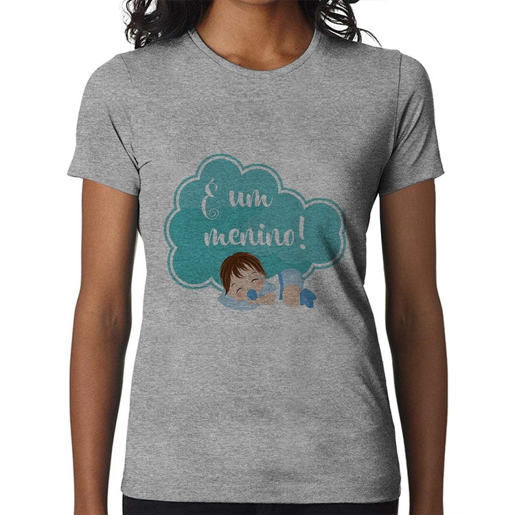 Baby Look É um menino - Cinza