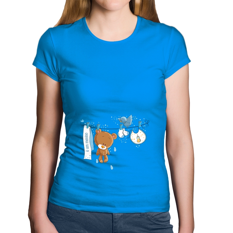 Baby Look Algodão É um menino - Azul