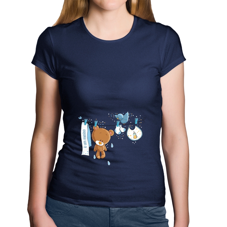 Baby Look Algodão É um menino - Marinho