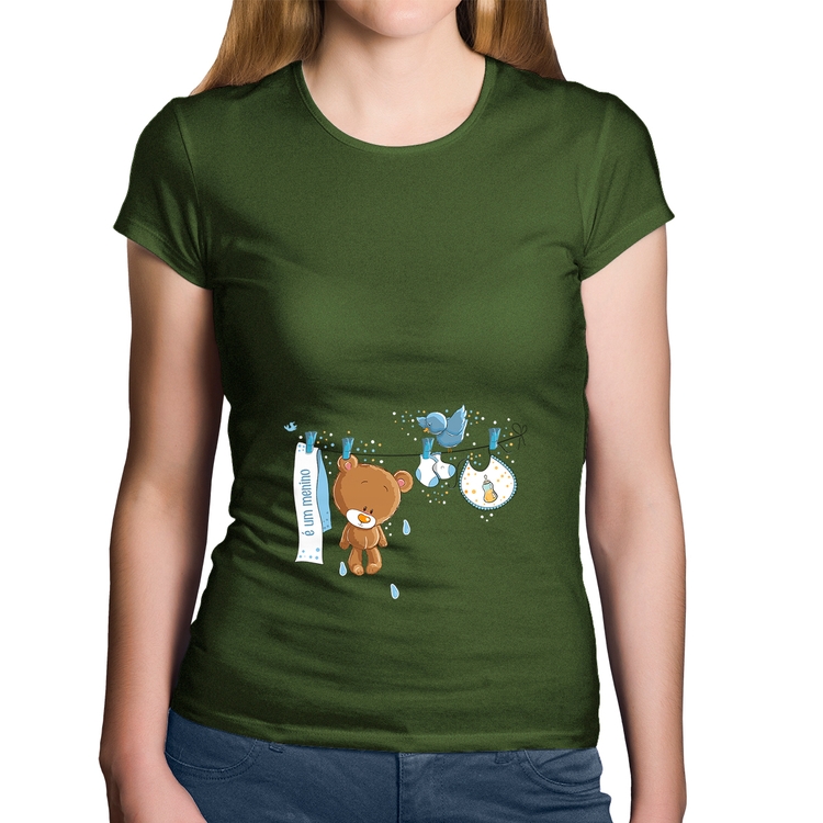 Baby Look Algodão É um menino - Musgo