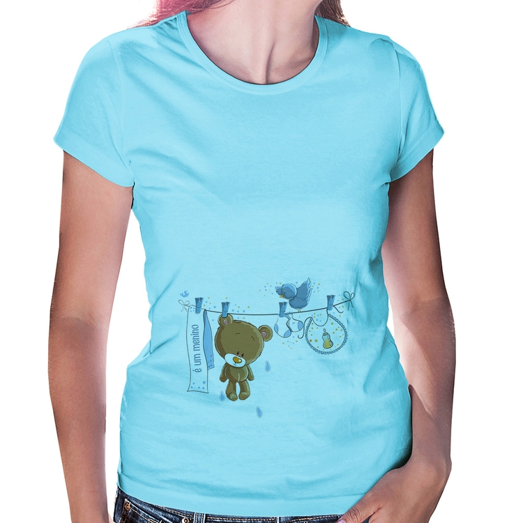 Baby Look É um menino - Azul Bebê