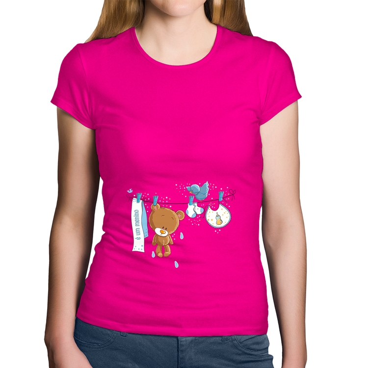 Baby Look Algodão É um menino - Rosa