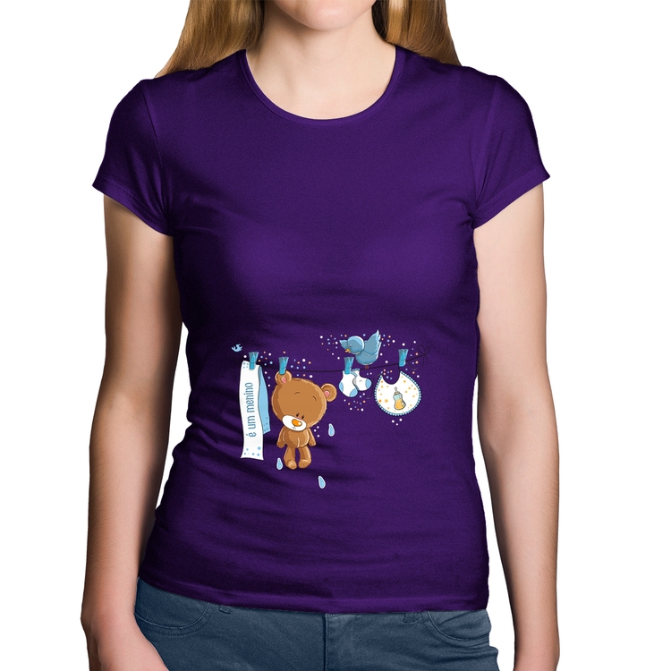 Baby Look Algodão É um menino - Roxa