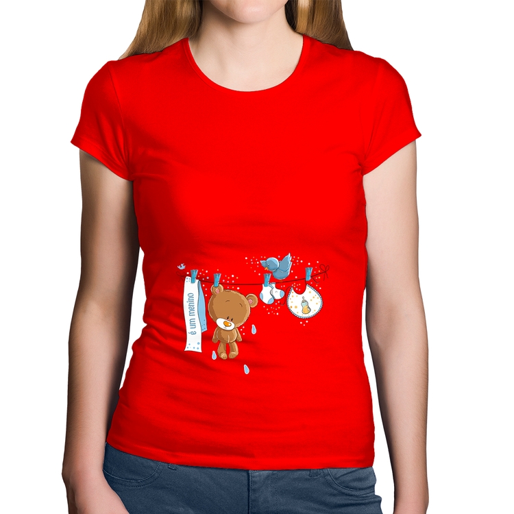 Baby Look Algodão É um menino - Vermelha