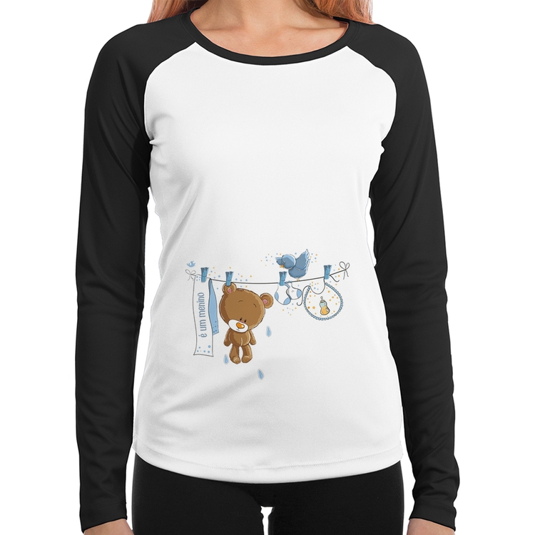 Baby Look Raglan É um menino Manga Longa