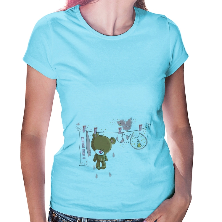 Baby Look É uma menina - Azul Bebê