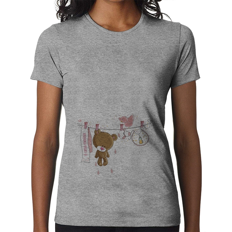 Baby Look É uma menina - Cinza