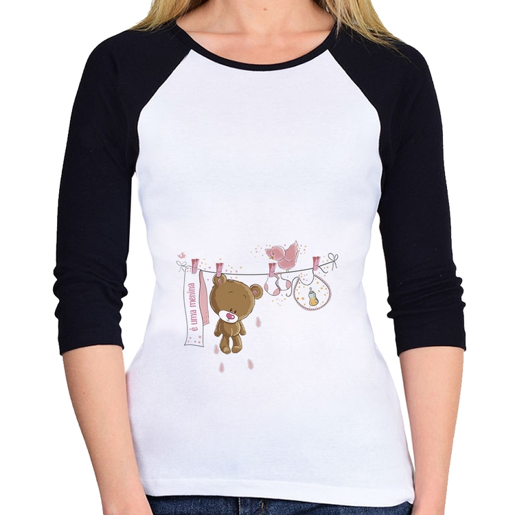 Baby Look Raglan É uma menina Manga 3/4