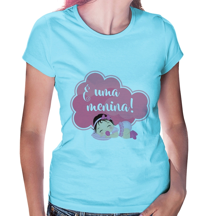 Baby Look É uma uma menina - Azul Bebê