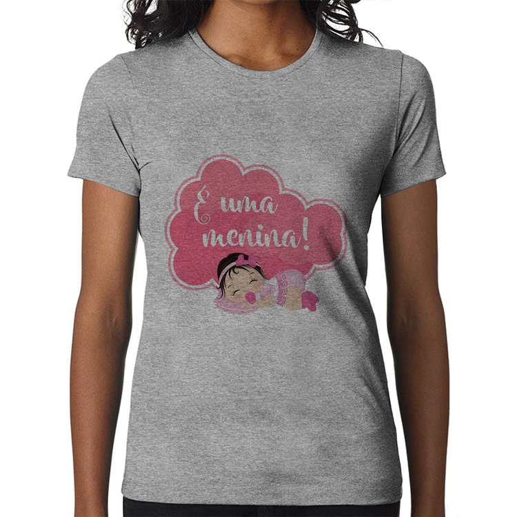 Baby Look É uma uma menina - Cinza