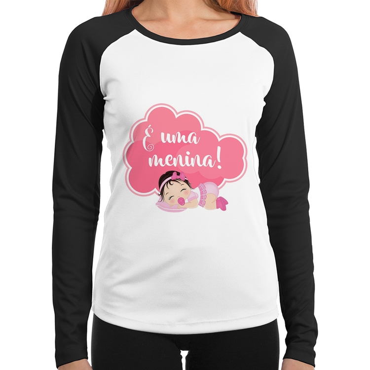 Baby Look Raglan É uma uma menina Manga Longa