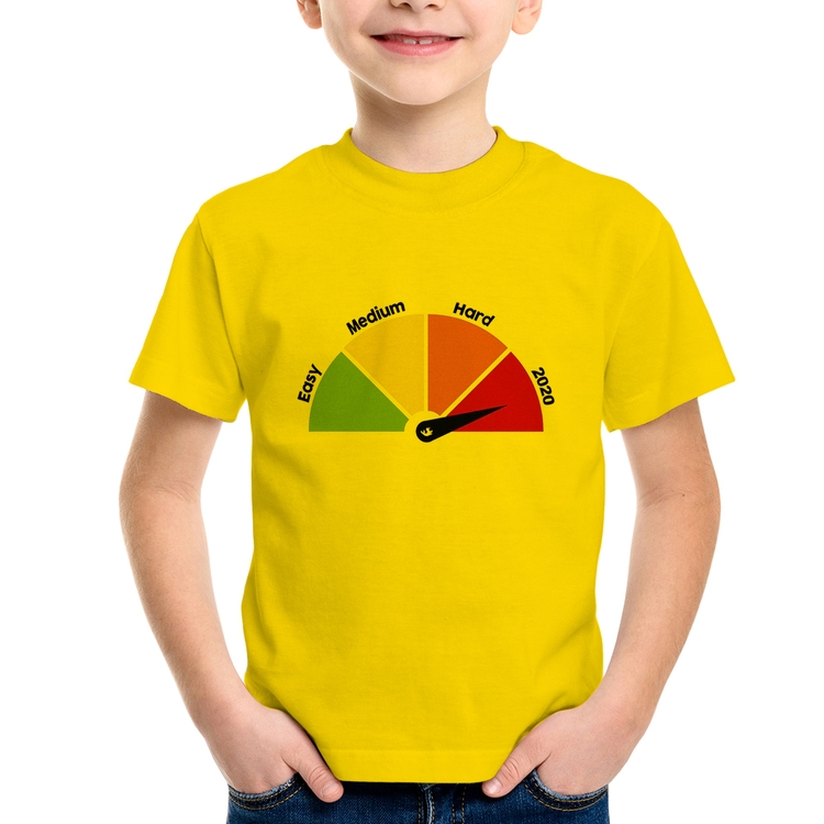 Camiseta Infantil Easy, Medium, Hard, 2020 - Amarela
