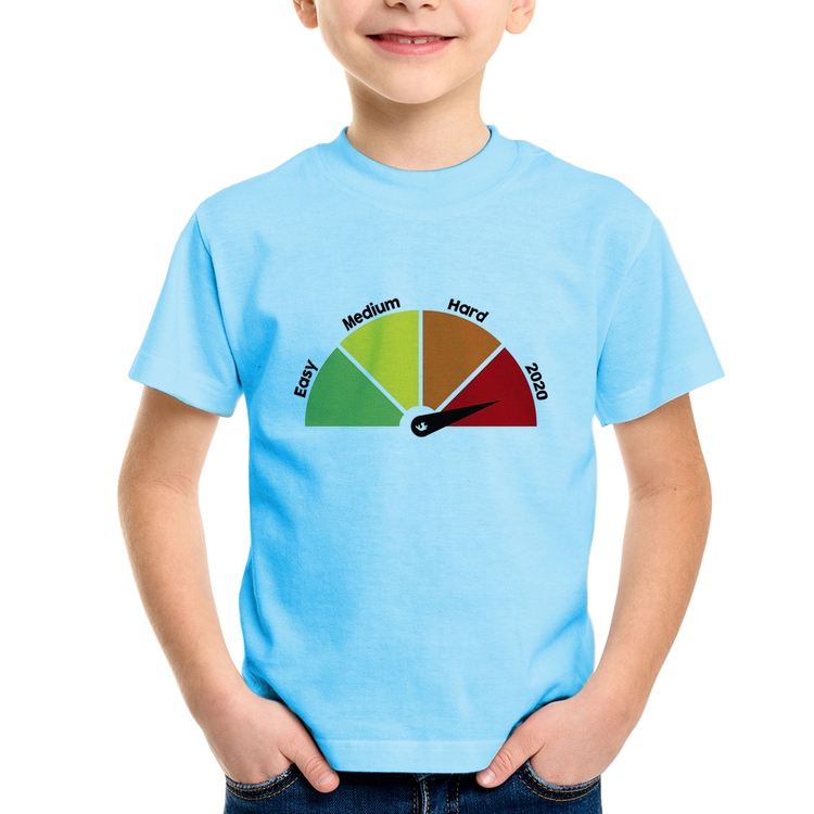 Camiseta Infantil Easy, Medium, Hard, 2020 - Azul Bebê