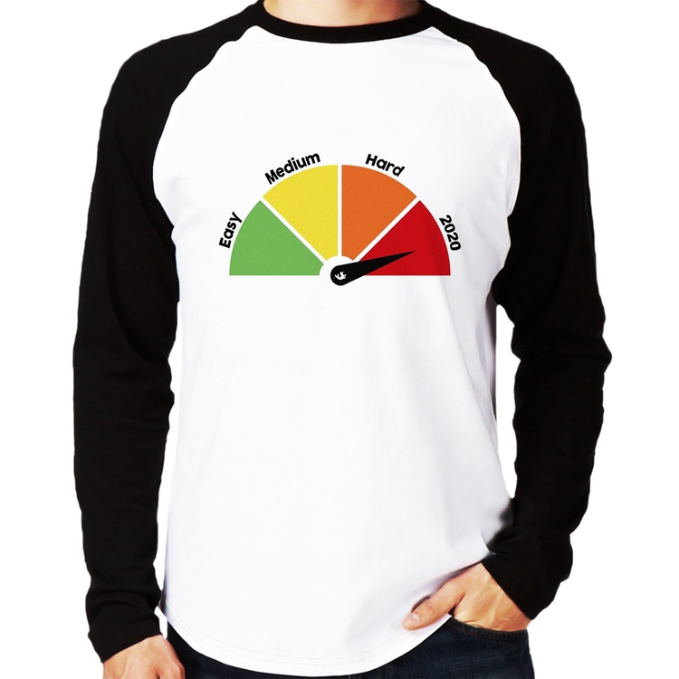 Camiseta Raglan Easy, Medium, Hard, 2020 Manga Longa