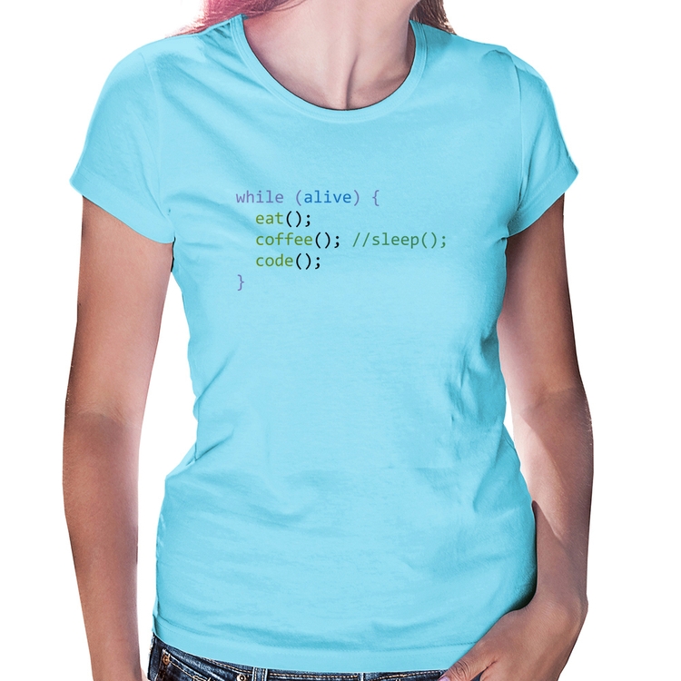 Baby Look Eat Coffee Code - Azul Bebê