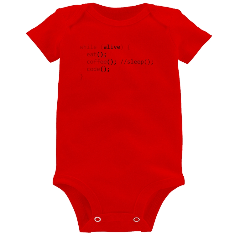 Body Bebê Eat Coffee Code - Vermelho