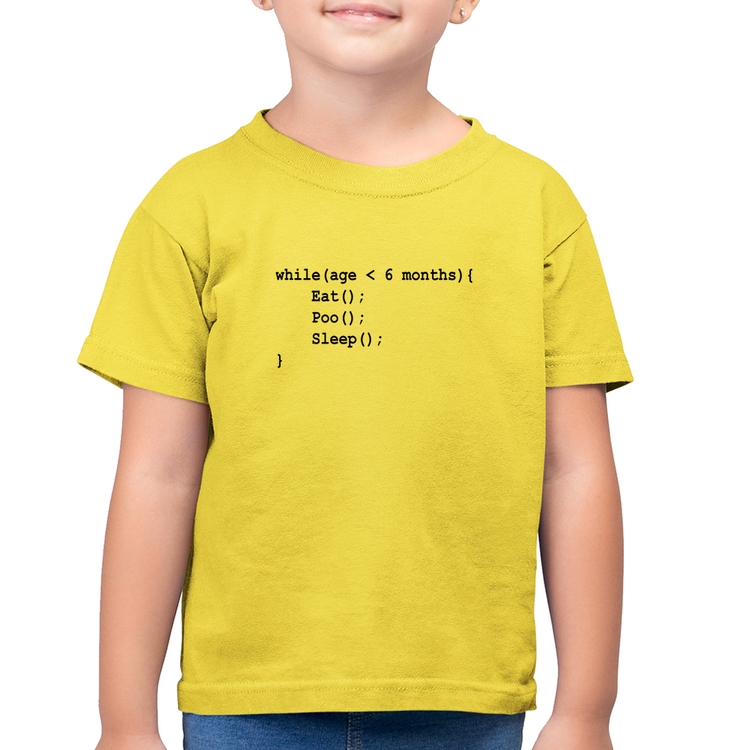 Camiseta Algodão Infantil Eat Poo Sleep Código - Amarelo Canário