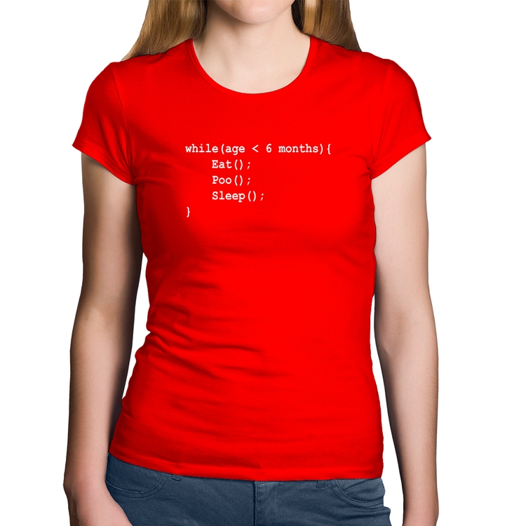 Baby Look Algodão Eat Poo Sleep Código - Vermelha