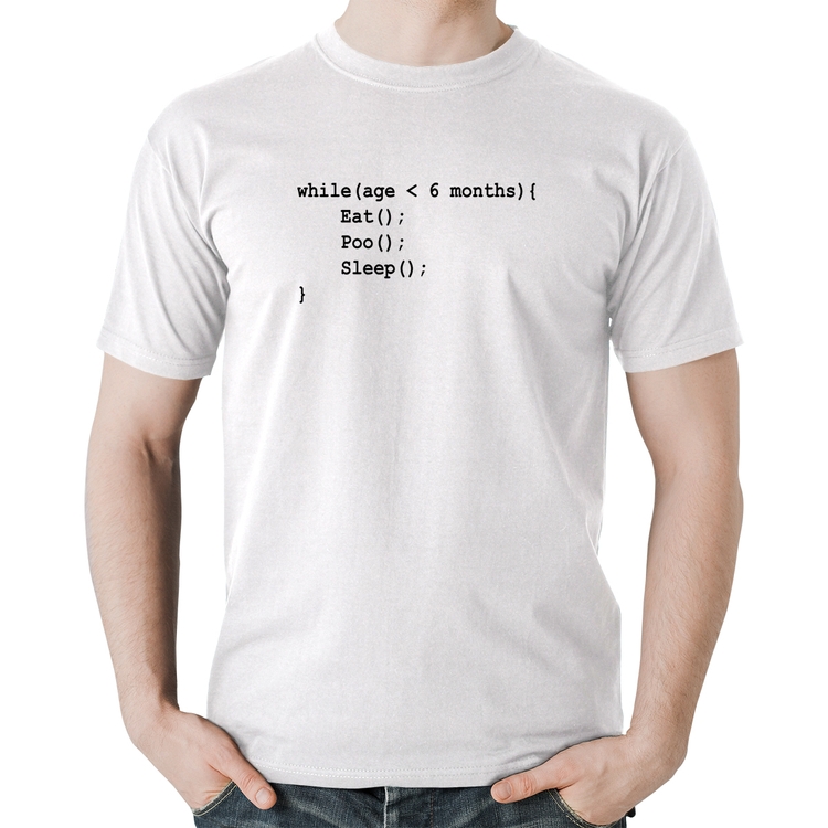 Camiseta Algodão Eat Poo Sleep Código - Branca