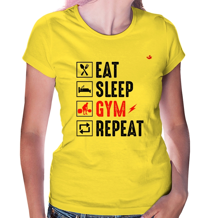 Baby Look Eat, Sleep, Gym, Repeat - Amarela