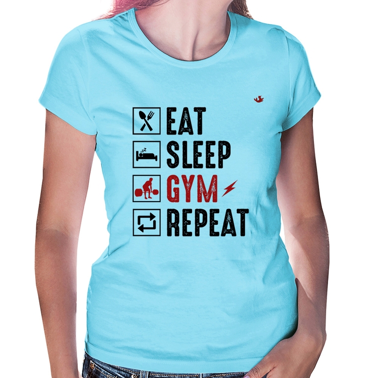 Baby Look Eat, Sleep, Gym, Repeat - Azul Bebê