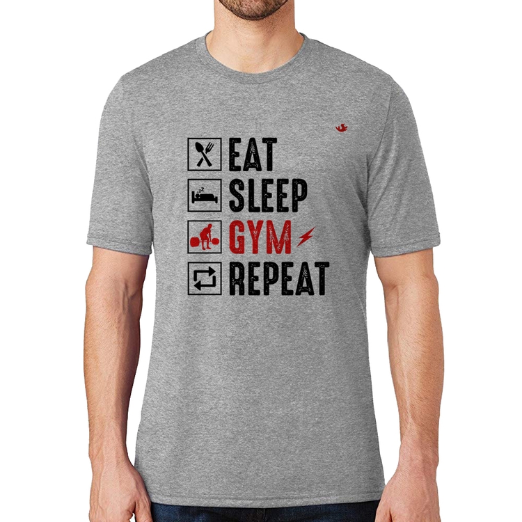 Camiseta Eat, Sleep, Gym, Repeat - Cinza