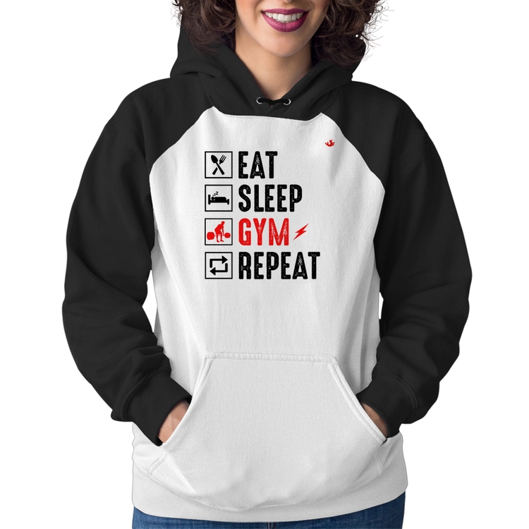 Moletom Feminino Eat, Sleep, Gym, Repeat