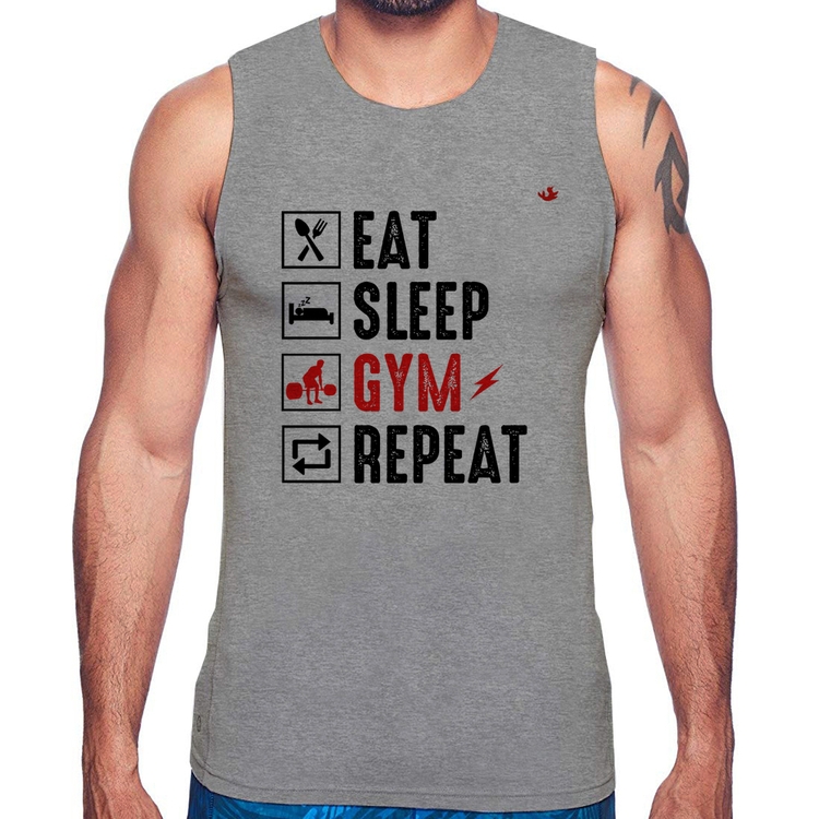 Regata Eat, Sleep, Gym, Repeat - Cinza