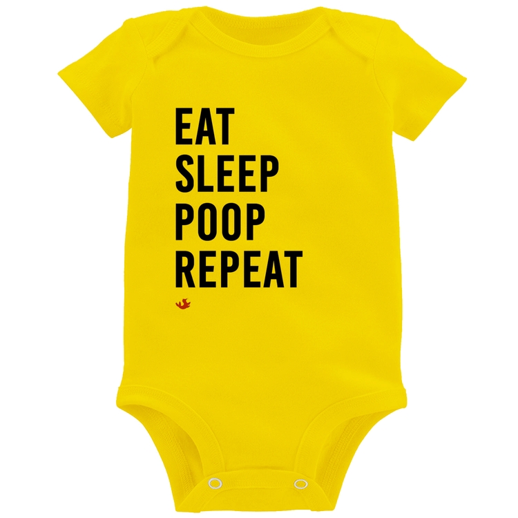 Body Bebê Eat, Sleep, Poop, Repeat - Amarelo
